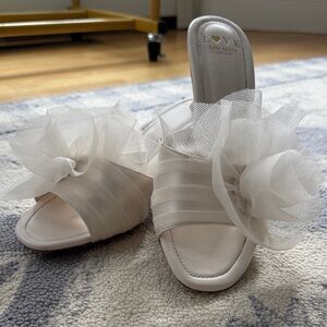 Kate Spade Cream Mules with Tulle Accent
